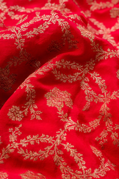 Red Crepe Silk Banarasi Saree