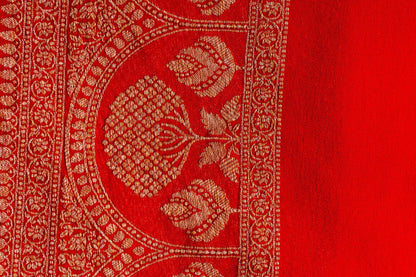 Red Khaddi Georgette Handwoven Banaras Saree