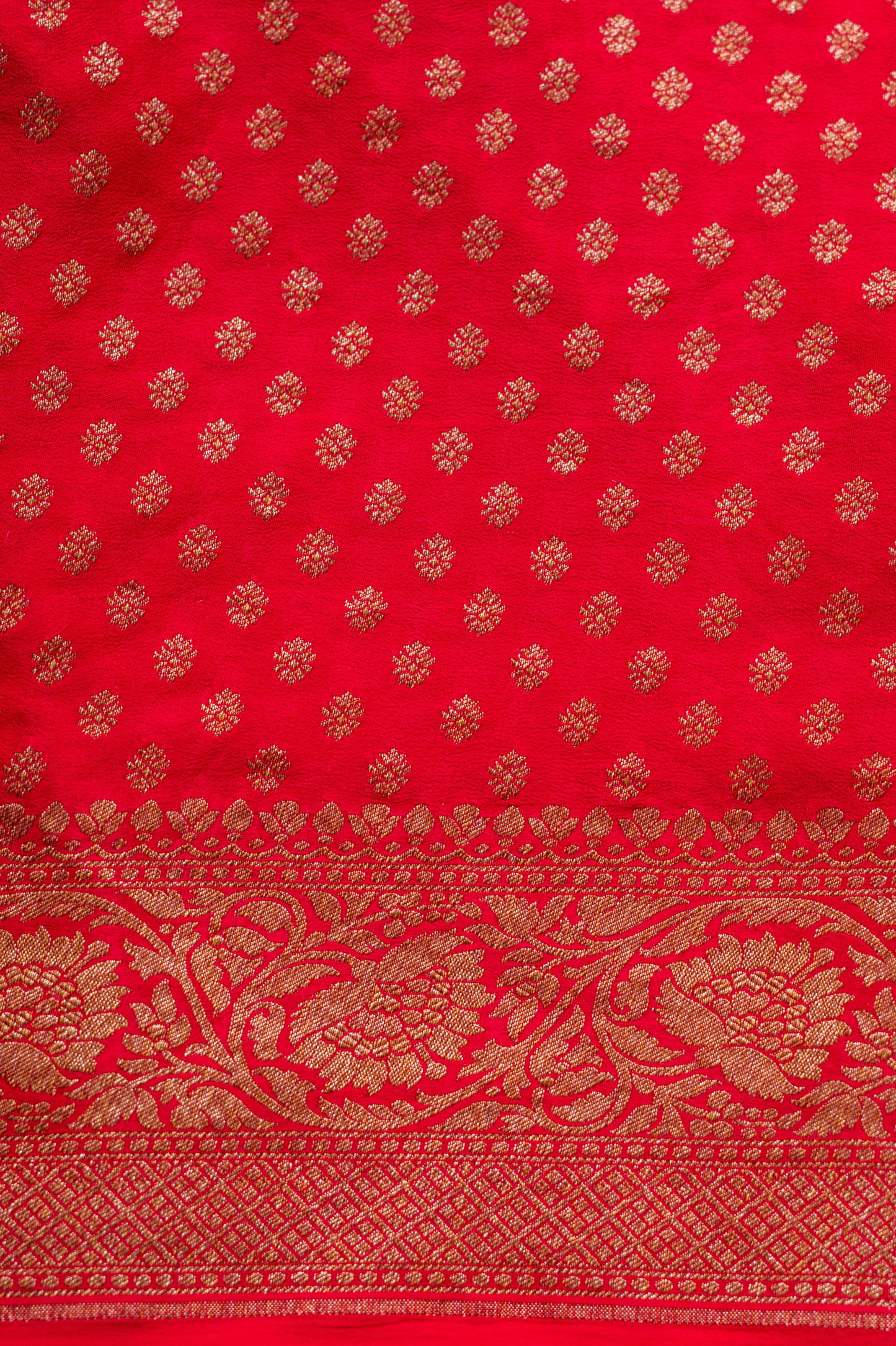 Red Crepe Silk Banarasi Saree