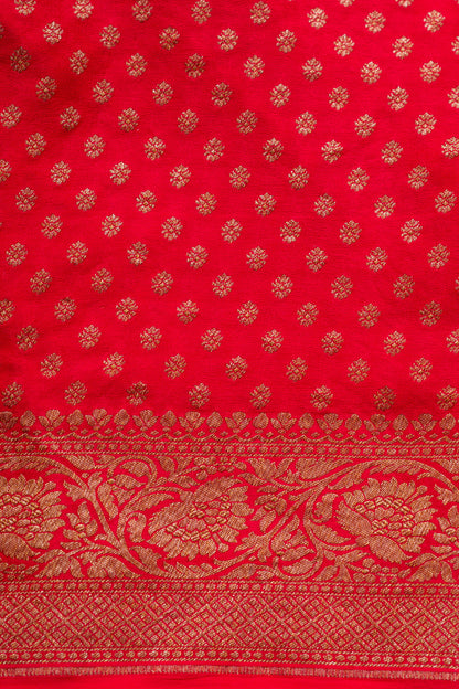 Red Crepe Silk Banarasi Saree