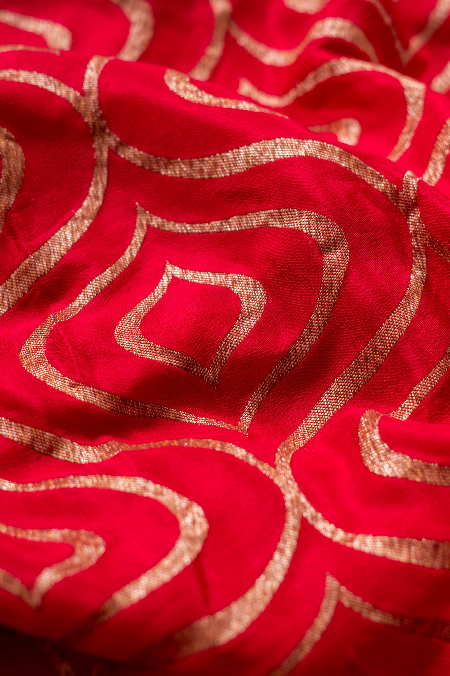 Red Crepe Silk Banarasi Saree