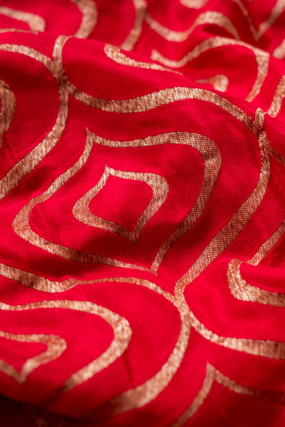 Red Crepe Silk Banarasi Saree