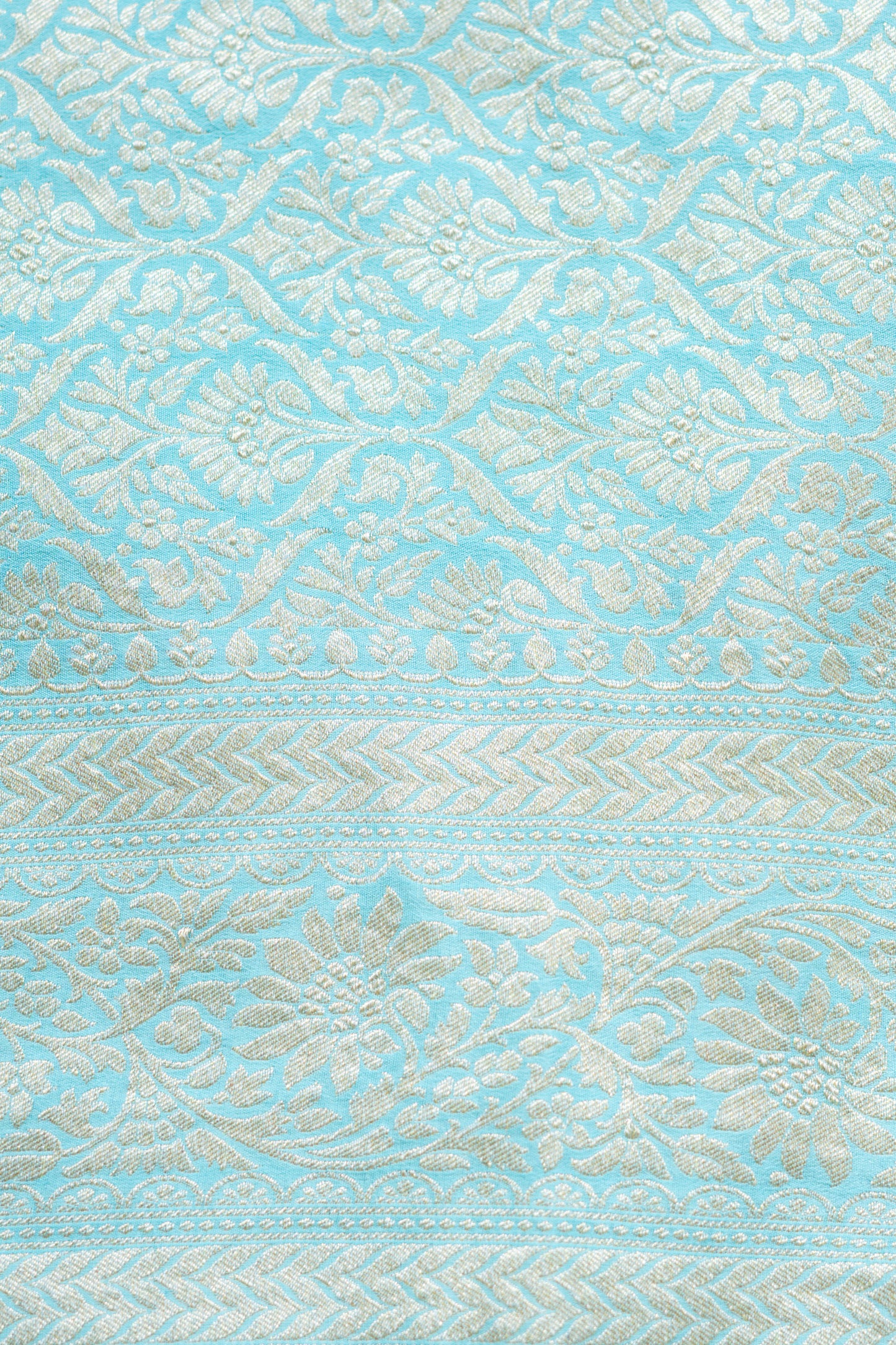 Sky Blue Crepe Silk Banarasee Saree