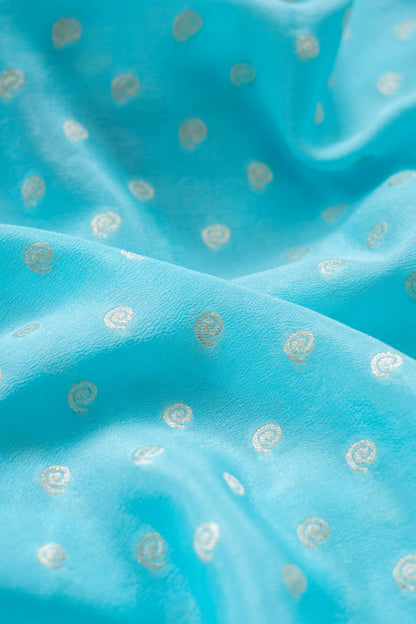 Sky Blue Crepe Silk Banarasee Saree