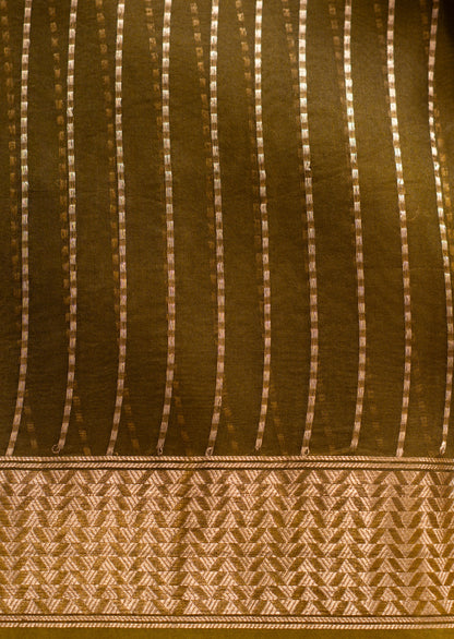 Mehendi Green Organza Handwoven Banaras Saree