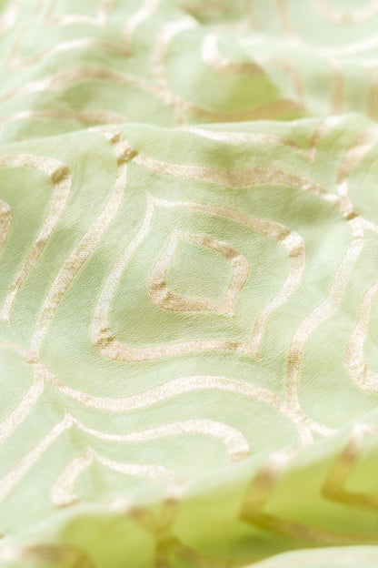 Pastel Sea Green Crepe Silk Handwoven Banarasee Saree