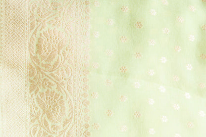 Pastel Sea Green Crepe Silk Handwoven Banarasee Saree