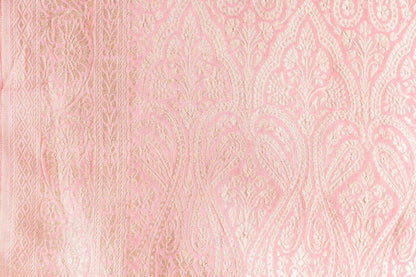 Pastel Baby Pink Crepe Silk Handwoven Banarasee Saree