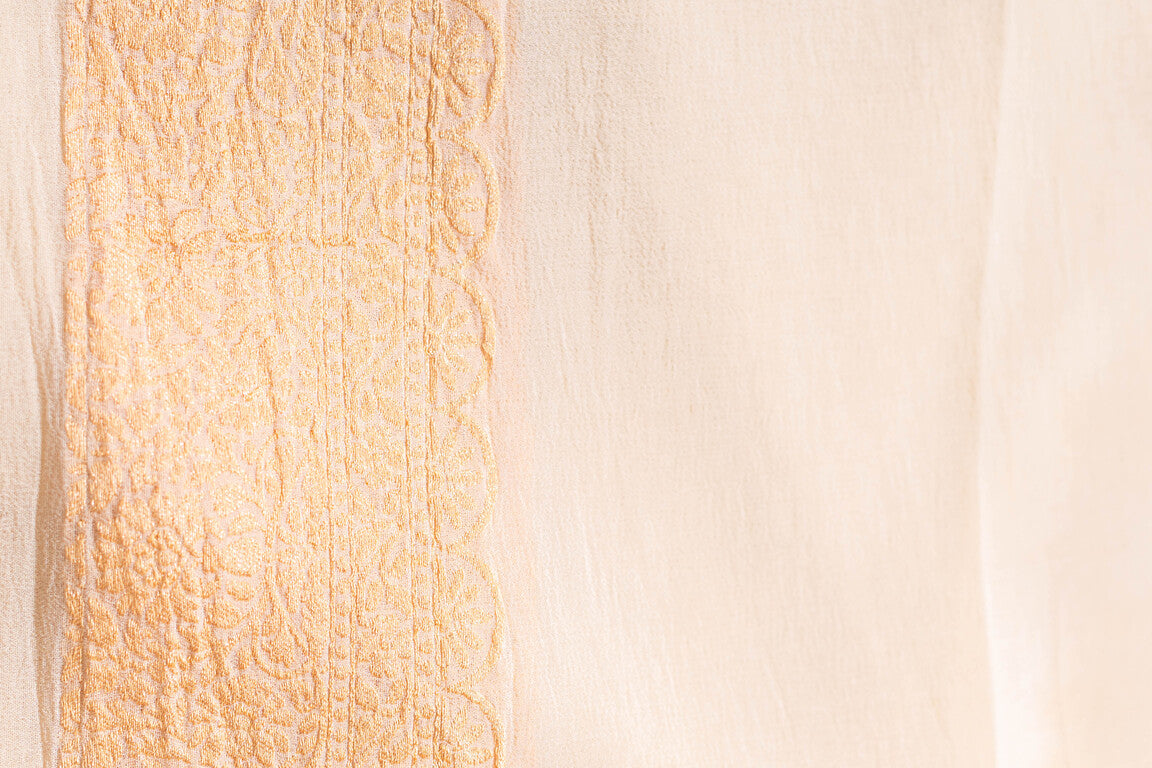 White Khaddi Georgette Handwoven Banaras Saree