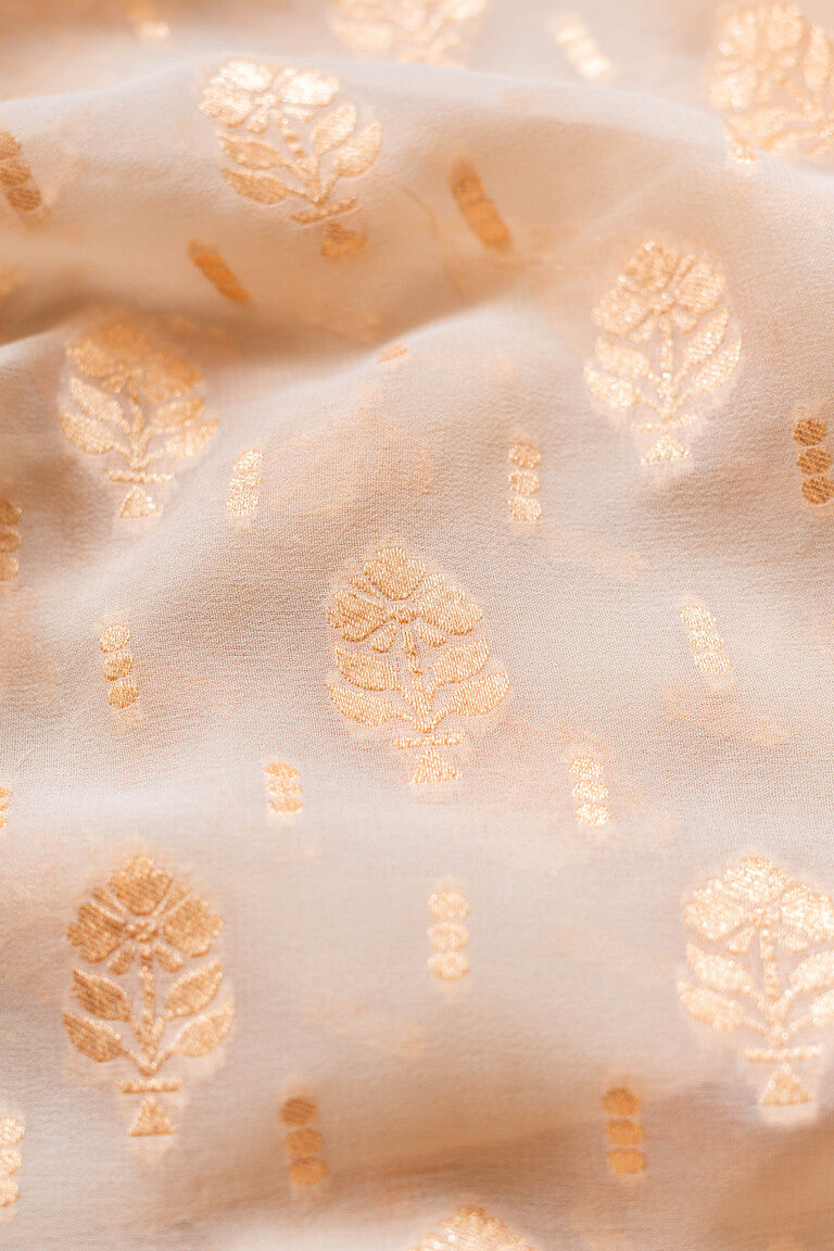 White Khaddi Georgette Handwoven Banaras Saree