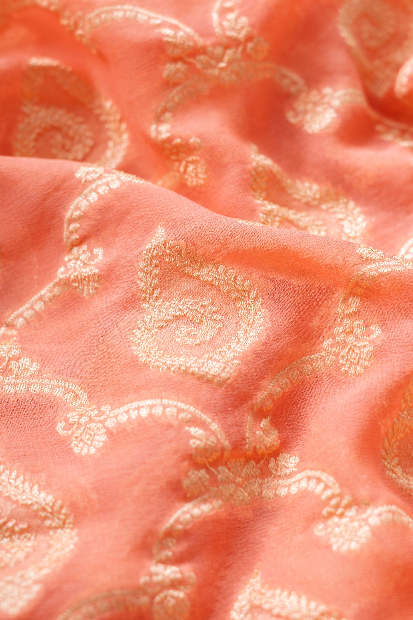 Peach Khaddi Georgette Banarasi Saree
