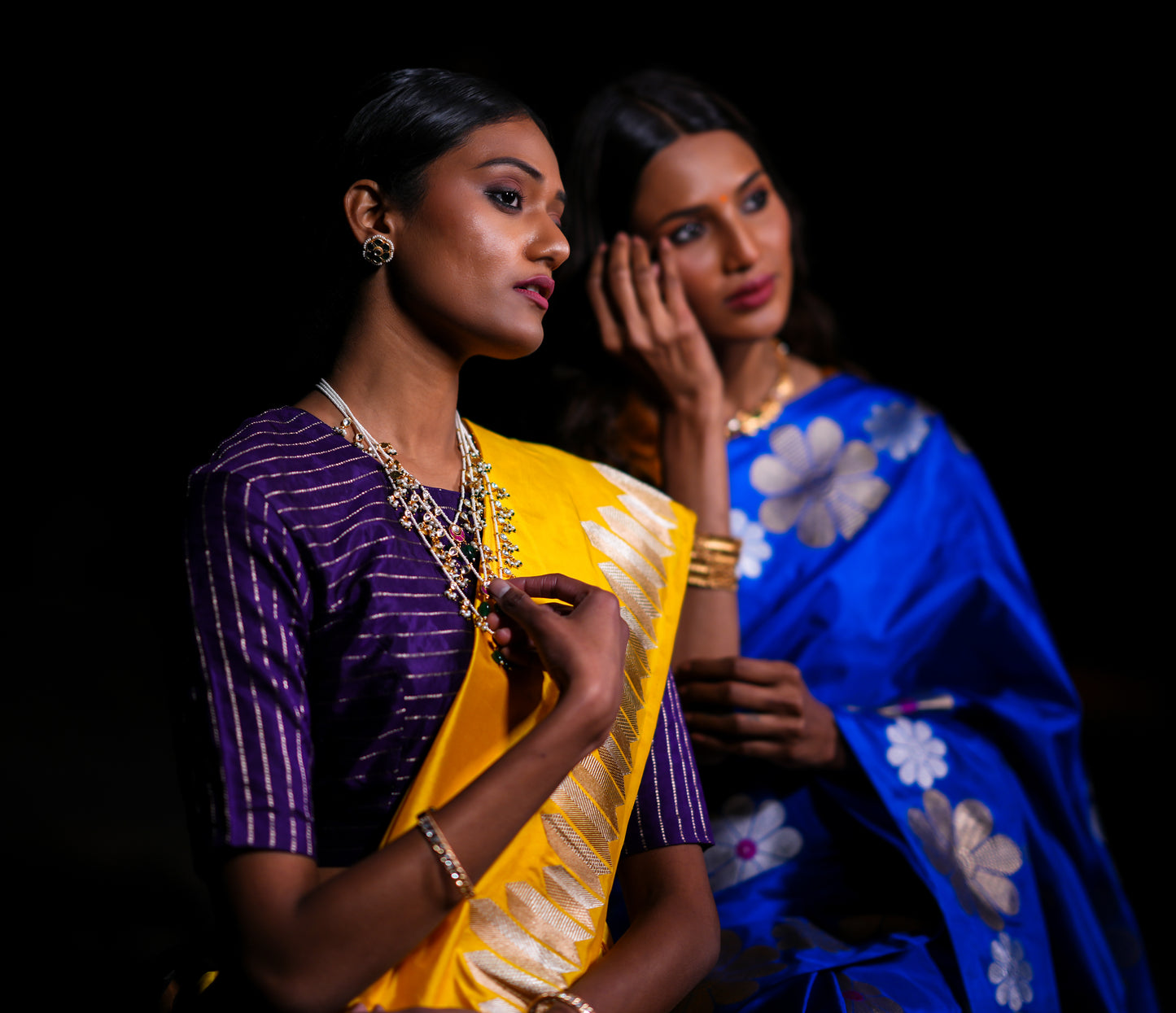 Yellow Pure Katan Silk Saree