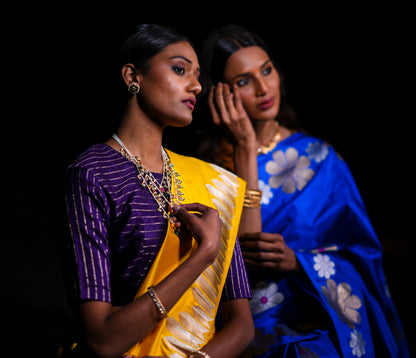 Yellow Pure Katan Silk Saree