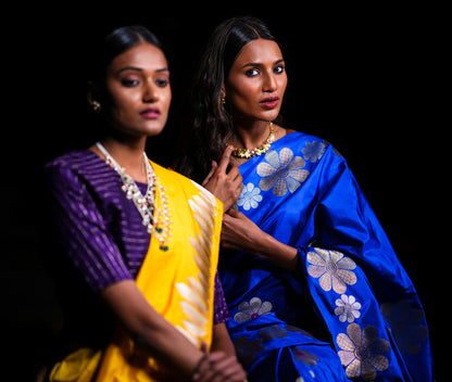 Royal Blue Pure Katan Silk Saree with Sona Rupa Zari work