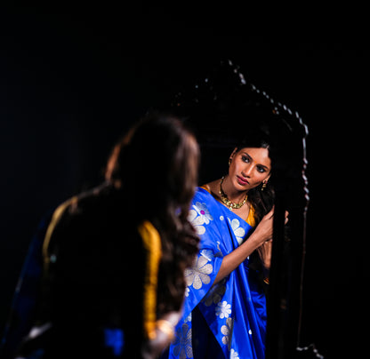 Royal Blue Pure Katan Silk Saree with Sona Rupa Zari work