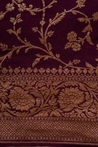 Mustard Gold Crepe Silk Banarasee Saree