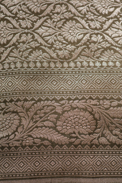 Dusky Chiku Crepe Silk Banarasee Saree