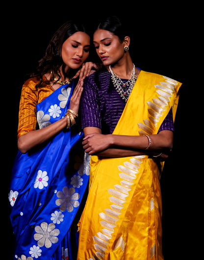 Yellow Pure Katan Silk Saree