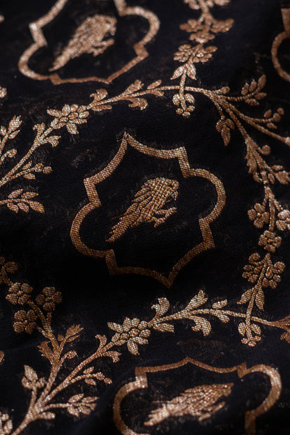 Black Khaddi Georgette Banarasi Saree