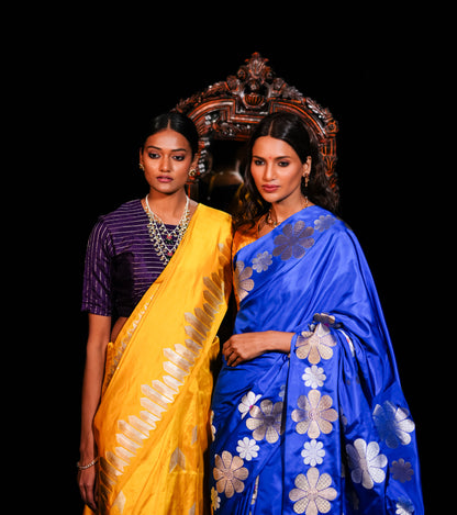 Royal Blue Pure Katan Silk Saree with Sona Rupa Zari work