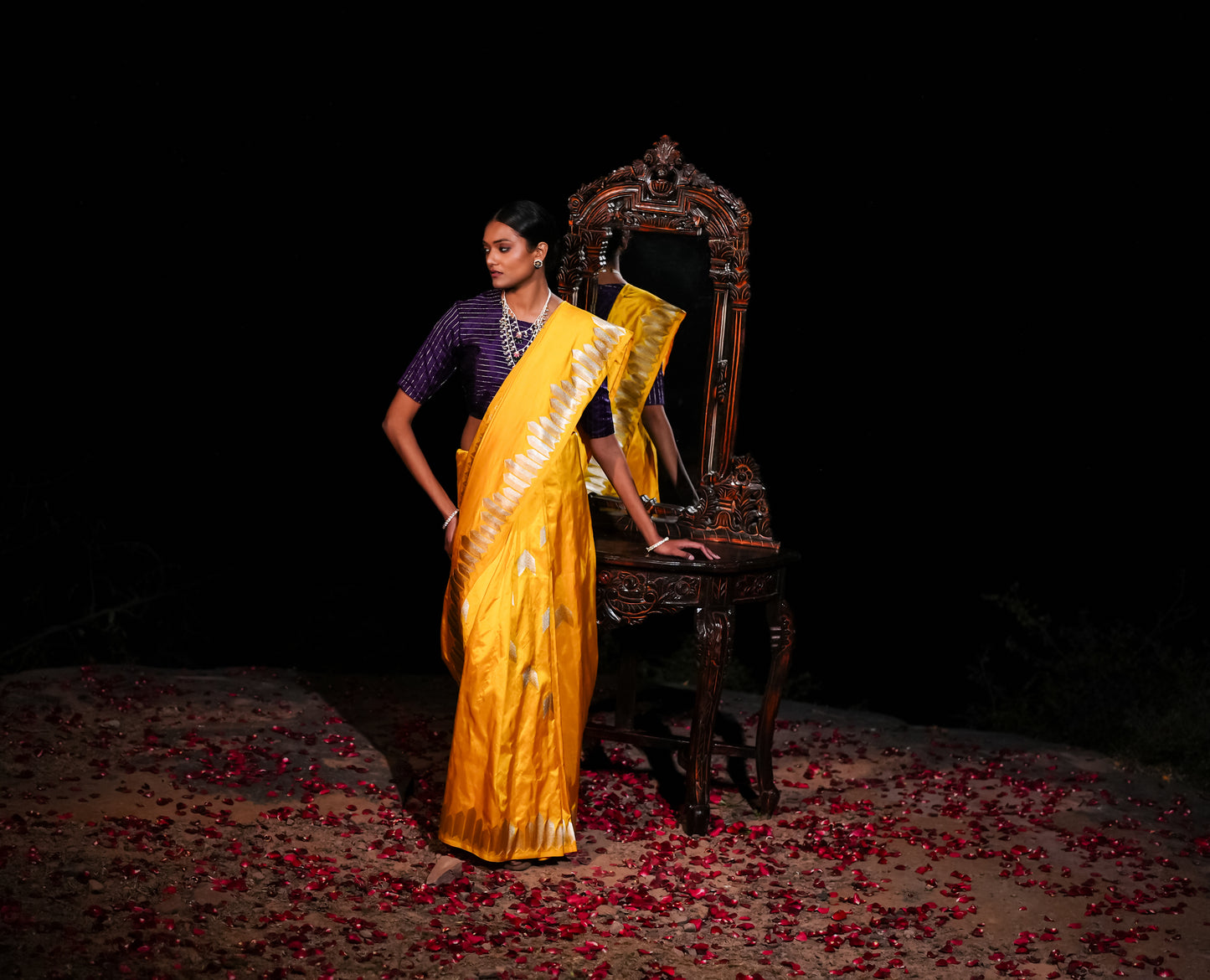 Yellow Pure Katan Silk Saree