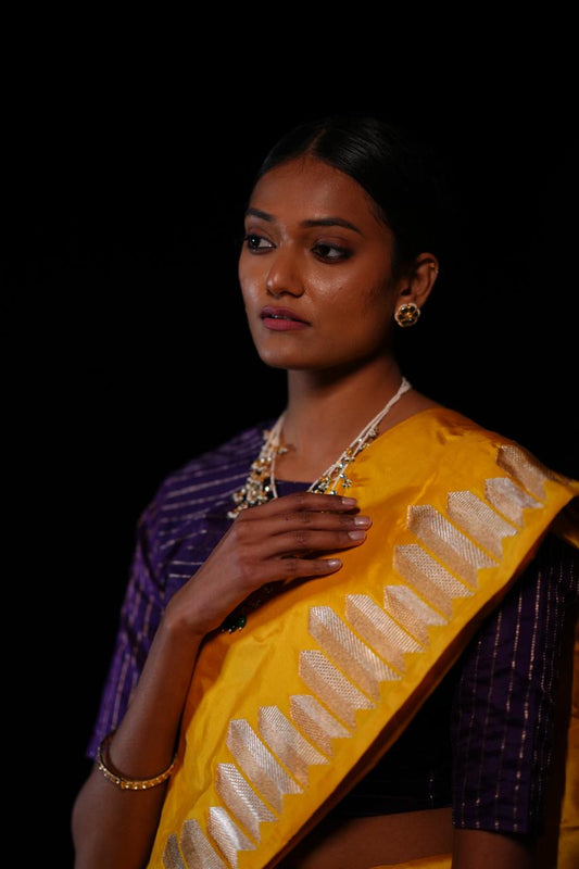 Yellow Pure Katan Silk Saree