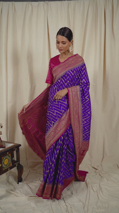 Purple Banarasee Handwoven Saree