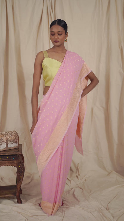 Pink Khaddi Georgette Banarasi Saree