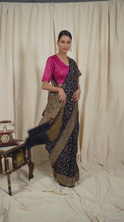Black Banarasee Handwoven Saree