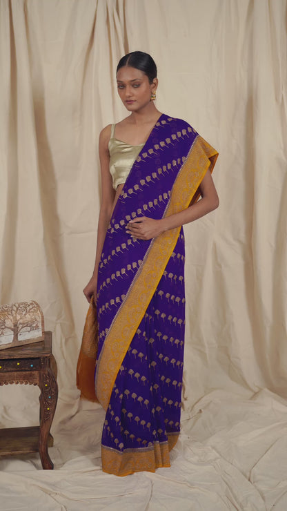 Purple Khaddi Georgette Banarasi Saree