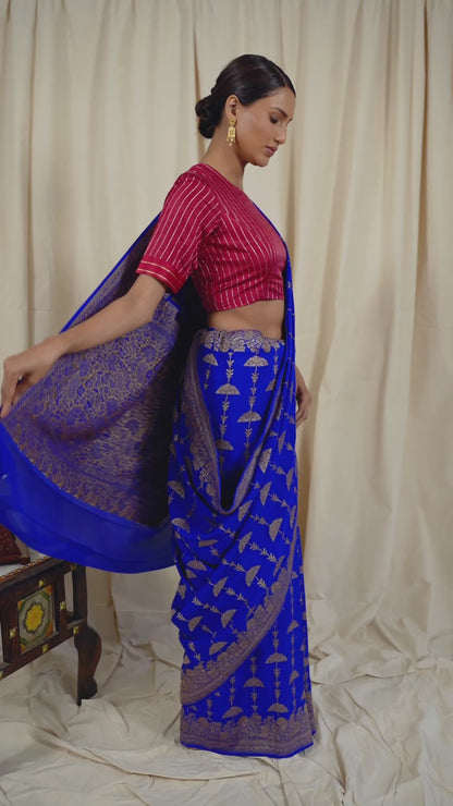 White Banarasee Handwoven Saree