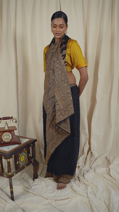 Black Banarasee Handwoven Saree