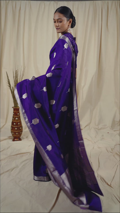 Purple Soft Silk Handwoven Banaras Saree