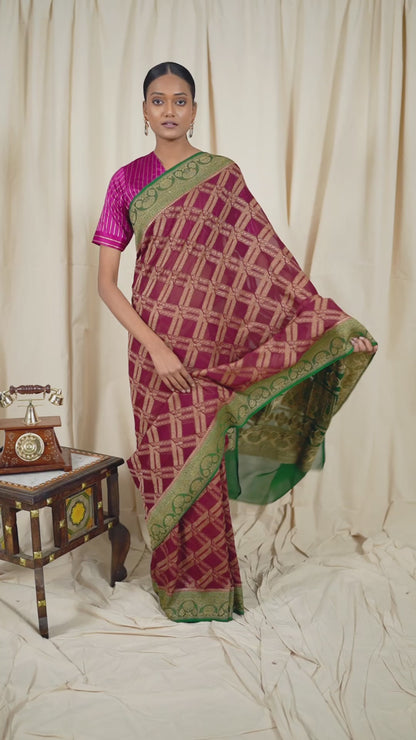 Brown Khaddi Georgette Banarasi Saree