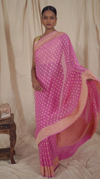 Pink Khaddi Georgette Banarasi Saree