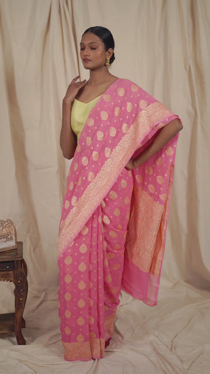 Pink Khaddi Georgette Banarasi Saree
