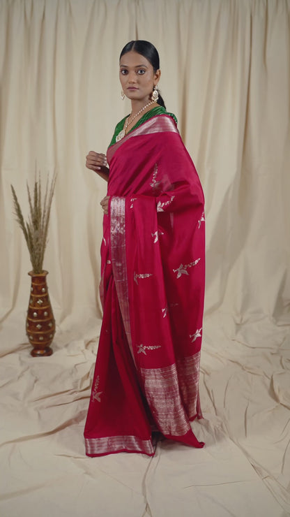 Red Soft Silk Handwoven Banarasee Saree