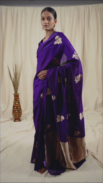 Purple Soft Silk Handwoven Banaras Saree